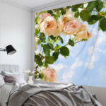 Fashion Flowers Pattern Tapestry Pink Rose Plants Floral Wall Hanging Home Decor Scenery Cloth Bedroom Living Room Wall Covering 1