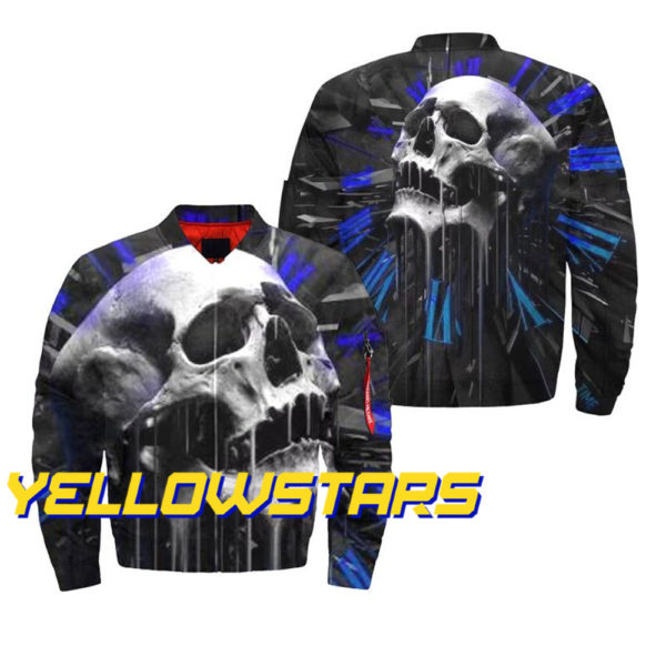 Stitching design graffiti Halloween skull print fashion bomber jacket men's casual coat 1