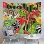 Mysterious Forest Tapestry Psychedelic Animal Print Tapestry Wall Hanging Home Bedroom Living Room Wall Bedroom Decoration 2