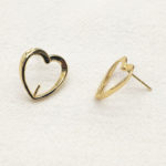 New Arrival! 16x16mm 50pcs Plating Real Gold Copper Heart Ear Stud Connectors For Handmade Earring Parts DIY Jewelry Findings 1