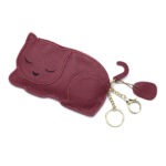 Full Grain Cow Skin Cartoon Cute Cat Slim Women Purses Keys Holder Wallets Versatile Girl Cash Lipsticks Leather Coin Pouch Bags 1