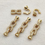 NEW ARRIVAL! 37x8mm 20Sets Plating Real Gold Cubic Zirconia Clasps&Hooks Connectors For Handmade Bracelet Parts DIY Accessories 3