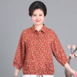 Middle-aged Women's Oversized Shirt Summer 2022 Vintage Cotton Linen Long Sleeve Blouses and Shirts Casual Elegant Ladies Tops 4