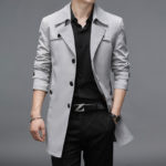 M-9xl Plus Size Mens Trench Coat Spring Autumn Male Outerwear Overcoat Long Style Single Breasted Windbreaker Top Clothes Hy145 3