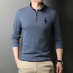 Mens Pure Cotton Long Sleeve Polo Shirts Half Zipper Trendy Brand Golf Logo T-Shirts 2022 New Spring And Autumn Designer Clothes 1