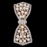 Delysia King Women Trendy Pearl Bow Hair Accessories Girls High-grade Grace Temperament Crystal Inlay Horsetail Clip 5