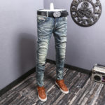 Newly Fashion Designer Men Jeans Retro Blue Elastic Slim Fit Ripped Jeans Men Trousers Vintage Stretch Casual Denim Pants Hombre 1