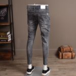 Light Summer Gray Ripped Hole Jeans Men Fashion Stretch Slim Fit Embroidery Denim Trousers Streetwear Casual Biker Pants 1