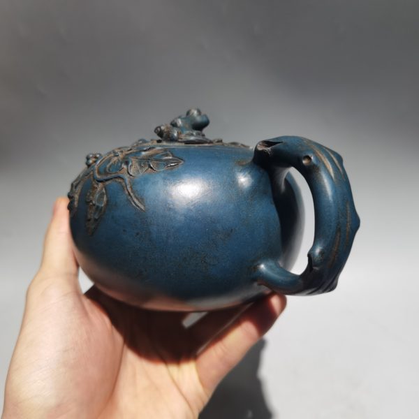 8"Chinese Yixing Zisha Pottery Hand-Carved Peach pot Green clay kettle teapot Teapot Pot Tea Maker Office Ornaments 2