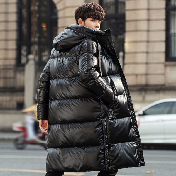 Fashion Men Down Jacket Long Parka Coat White Duck Down Coat Men Winter Outwear Glossy Jacket Hooded Thick Warm Overcoat 1