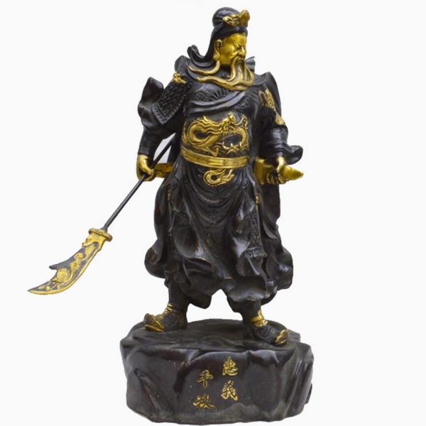 Metal craft pure copper Guangong Zhongyi Qianqiu Wu God of wealth figure handicraft statue home office decoration 1