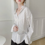 Korean Striped Women's Blouse Casual Loose Office Lady Style Long Sleeve Top Female Singel Breasted Fashion Women Shirts 11876 3