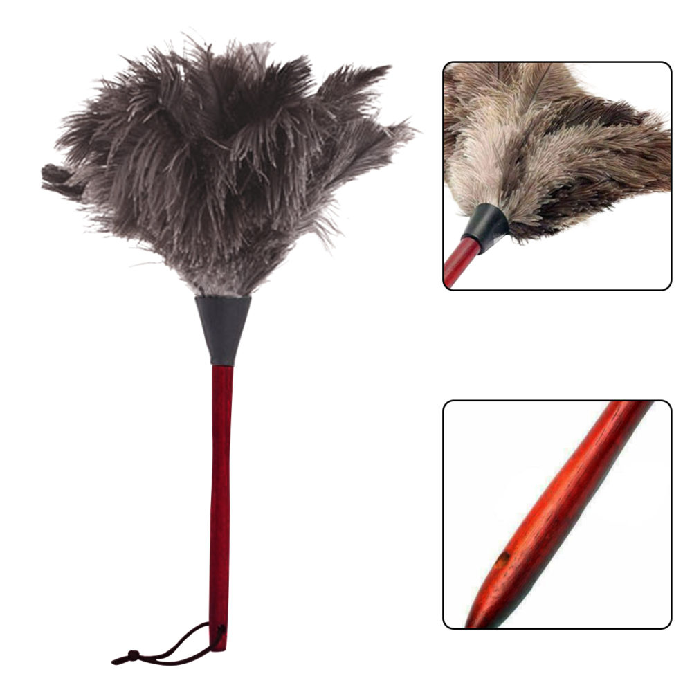 1 PC Anti-static Ostrich Natural Feather Brush Duster Dust Wooden Handle Cleaning Tool Household Furniturer Car Dust Cleaner 5