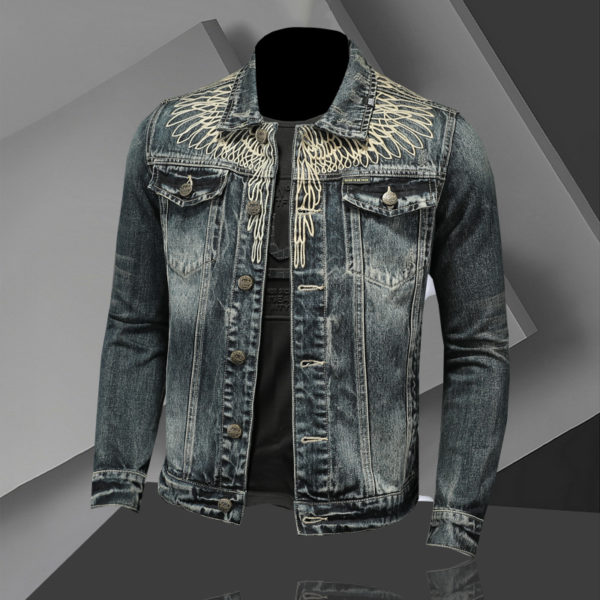 2021 Spring Autumn New High Quality Men's Embroidered Single Breasted Slim Hip Hop Long Sleeve Men's Denim Jacket 1