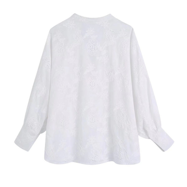 2022 Summer Women Casual Blouses Tops Shirts V-Neck White Hollow Out Embroidery Female Elegant Loose Top Smock Blusas 2