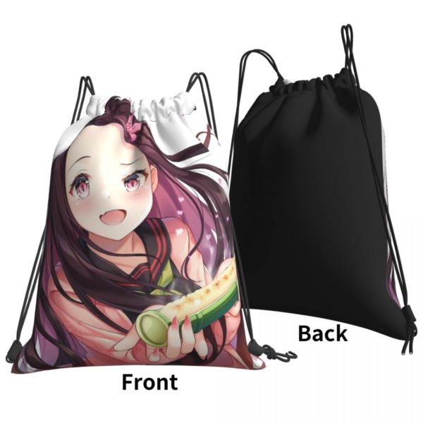 Nezuko Kamado Demon Slayer Anime Portable Sports Drawstring Bags Riding Backpack Gym Clothes Storage Backpacks 2