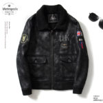 2021 Winter New High Quality Men's Embroidered Zipper Lapel Trim Motorcycle Fleece Warm Long Sleeve Men's Leather Jacket 4