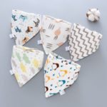 4pcs Baby Collar Bibs Triangle Double Cotton Cartoon Print Burp Cloths Drool Bib Boys Girls Feeding Bibs Baby Stuff Accessories 6