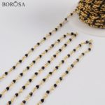 BOROSA 3Meters 2mm Blue Sand Stone Beads Faceted Brass Chains Beaded Chains Jewelry Accessories JT249 4