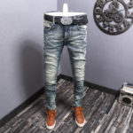 Newly Fashion Designer Men Jeans Retro Blue Elastic Slim Fit Ripped Jeans Men Trousers Vintage Stretch Casual Denim Pants Hombre 2