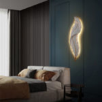 Led White Feather Wall Lamp For TV Backdrop Bedroom Bedside Aisle Corridor Sample Room Environmental Friendly Resin Lights 5