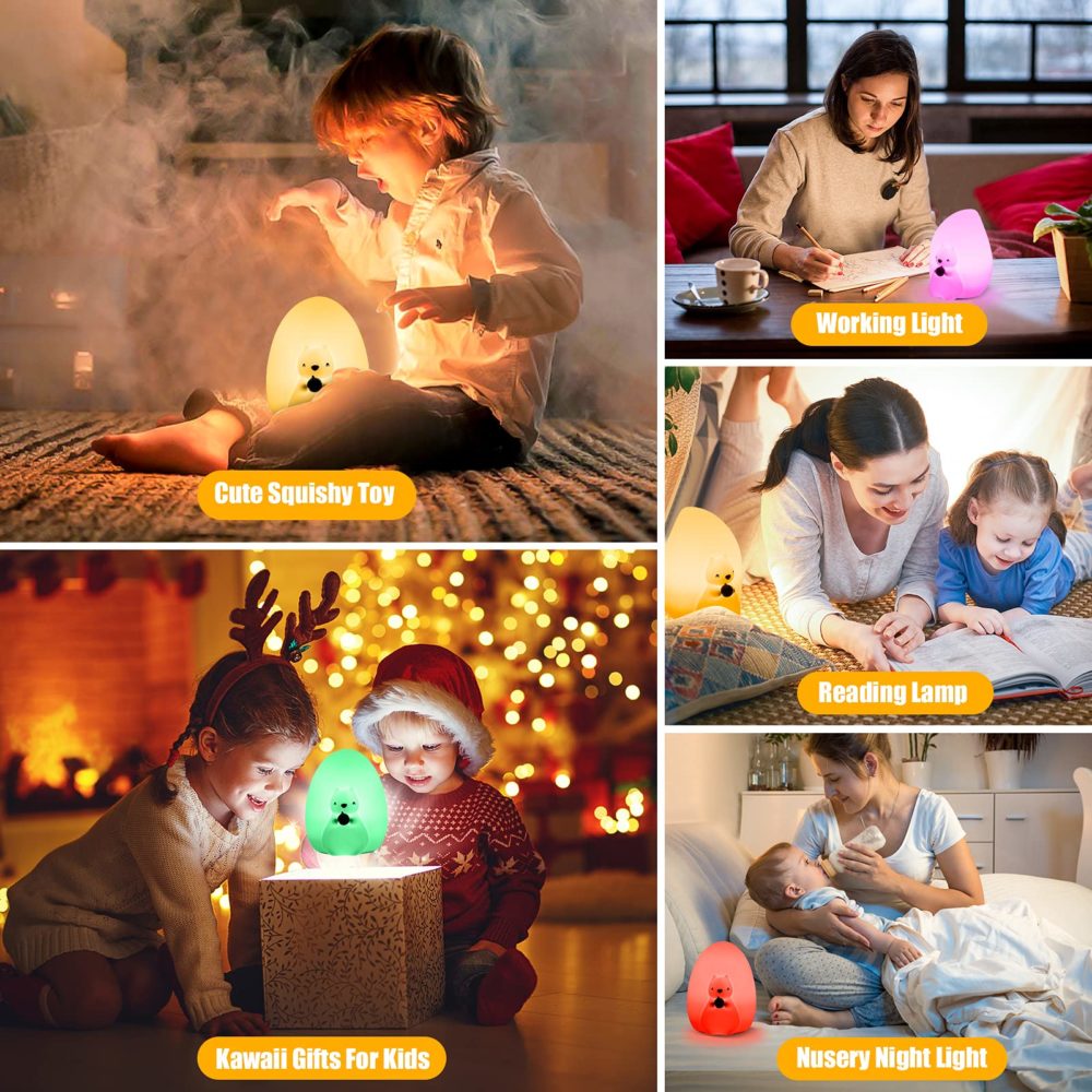 Rechargeable Light Cute Night Lights Touch Safety Silicone Lamp Luminary Lamps Baby Children's Day Home Decoration for Gifts 6