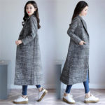 2022 Spring Autumn Women's Plaid Coat New Fashion Long Woolen Coat Slim Type Female Winter Polyester Jackets Female 2