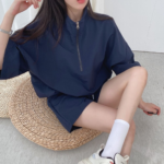 PLAMTEE Korea Stylish Women Casual Two Piece Sets 2022 Summer Sports Loose New Oversize Tops High Waist Streetwear Shorts 6