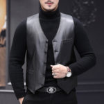 Classic Men Genuine Leather Sheepskin V-neck Waistcoat Male Winter Warm Dress Vests Hommes Casual Sleeveless Formal Suit Gilet 1