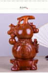 40CM Large-GOOD HOME office Spiritual efficacious Mascot # Handmade Red sandalwood carving FU gourd FENG SHUI statue 2