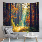 3D Scenic Tapestry Green Forest Tree Bedspread Wall Hanging Tapestry Wall Hanging Curtain Tapestries Bedroom Decor Wall Cloth 4