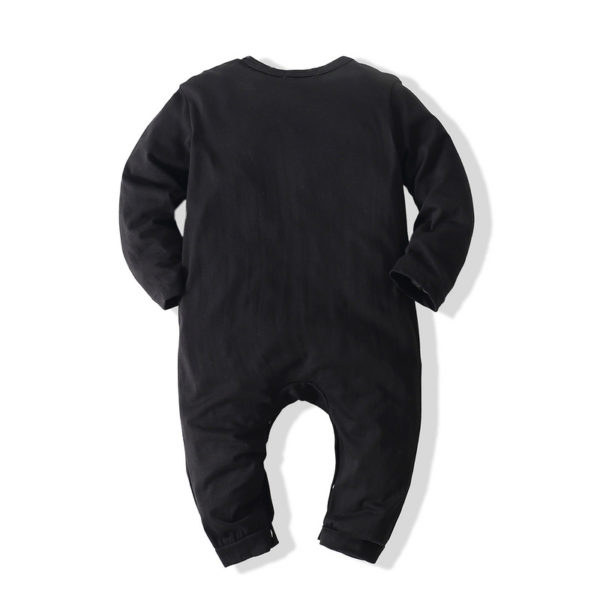 Kimocat Baby Boys Gentleman Long-Sleeved Jumpsuit, Black Bow Tie Baby Trousers Romper, Spring And Autumn Clothing 0-3 Years 2