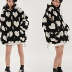 Women Winter Faux Fur Long Sleeve Hoodies Jacket Harajuku Love Heart Full Print Zip Up Plush Coat Hip Hop Oversized Loose Parkas 3