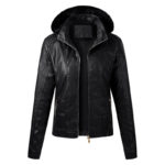 Autumn and Winter Plus Fleece PU Leather Jacket Women Fashion Hooded Windbreaker Keep Warm Faux Leather Coat Femme Biker Jackets 4