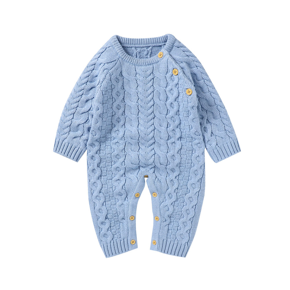 Baby Rompers Newborn Infant Kids Boy Girl Jumpsuits Playsuits 0-18m Autumn Winter Solid Knitted Children Overalls Clothes Outfit 1