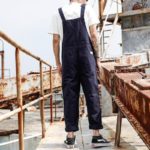 2022 Men Bib Pants Solid Color Casual Jumpsuits Streetwear Joggers Multi Pockets Fashion Suspenders Men Cargo Overalls 5