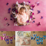 Dvotinst Newborn Baby Photography Props Handmade Embroidery Floral Butterfly Pillow Headband 2pcs Studio Shoots Photo Props 1