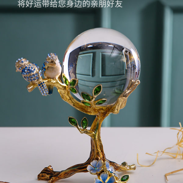 Modern light luxury style enamel lucky crystal ball decoration TV cabinet office living room transfer ball decoration 2