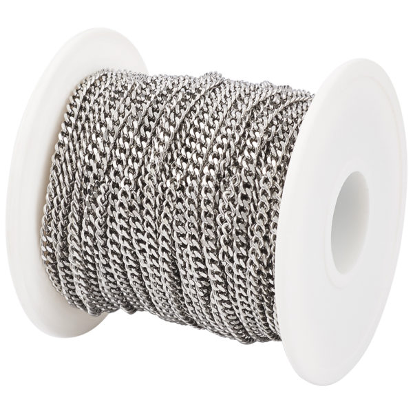 about 20m/Roll Unwelded 304 Stainless Steel Curb Chains Faceted Twisted Chains for DIY jewelry making accessories 4x3x0.8mm 2