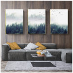 Living Room Home Office Decor Cuadros Nordic Fog Forest Birds Landscape Canvas Painting Poster Print Wall Art Picture 4