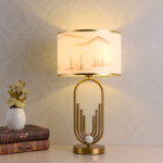 Classical retro home lamp E27 table lamp, cloth lampshade, table lamp for bedroom, study and family reading 1