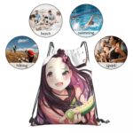 Nezuko Kamado Demon Slayer Anime Portable Sports Drawstring Bags Riding Backpack Gym Clothes Storage Backpacks 6