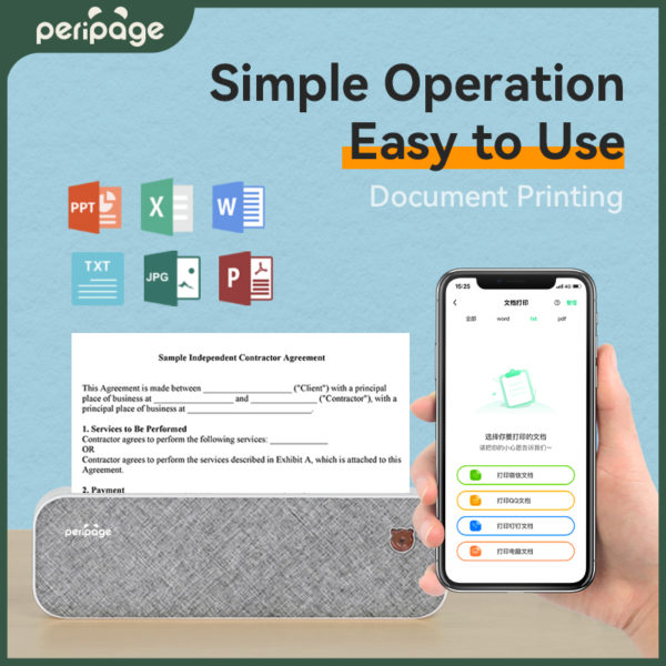 Peripage A40 Portable A4 Paper Printer Mini Inkless Thermal Printer with Wireless Bluetooth Connection for Phone Photo Document 2