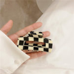 Vintage Korean Black White Checkerboard Grid Hair Clip for Women Hairclip Claw Japanese Hair Accessories for Girl Office/career 5