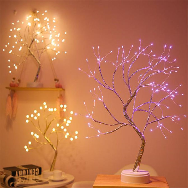 1PC LED Night Lights Mini Christmas Tree Table Lamp Copper Wire Garland Fairy String Lights For Home Bedroom Birthday Gifts 20 1