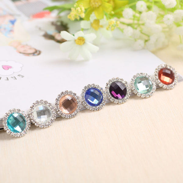 50pcs 20mm Round Diamond Buckle Round Drill Button DIY Hair Ribbon Jewelry Accessories 2