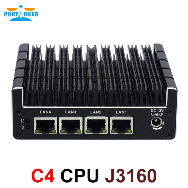 Partaker New NUC Mini PC Celeron J3160 Quad Core 4 Intel i211AT Nic X86 Computer Soft Router Linux Server Support Pfsense AES-NI 2