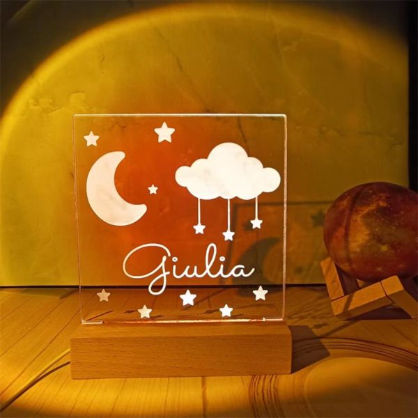 Customizable Night Lamp Personalized USB-Powered Wooden Light - Home Decoration LED Lamp Custom Name Gift for Kids & Friends 2