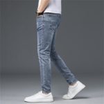 NEW Summer Blue Men's Jeans Pants European Brand Straight Elastic Cotton Business Pant Classic Style Jeans Denim Man Trousers 3