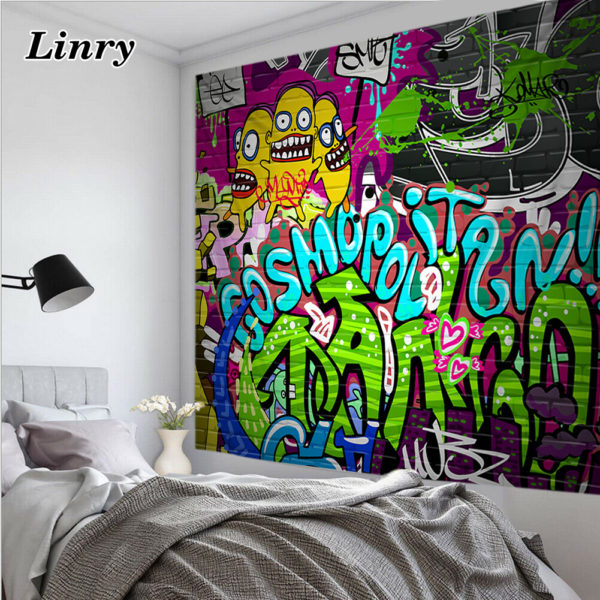 3D Graffiti Tapestry wall hanging Fashion Psychedelic Hanging Fabric Background Wall Covering Hippie Dorm Cover Beach Towel 1